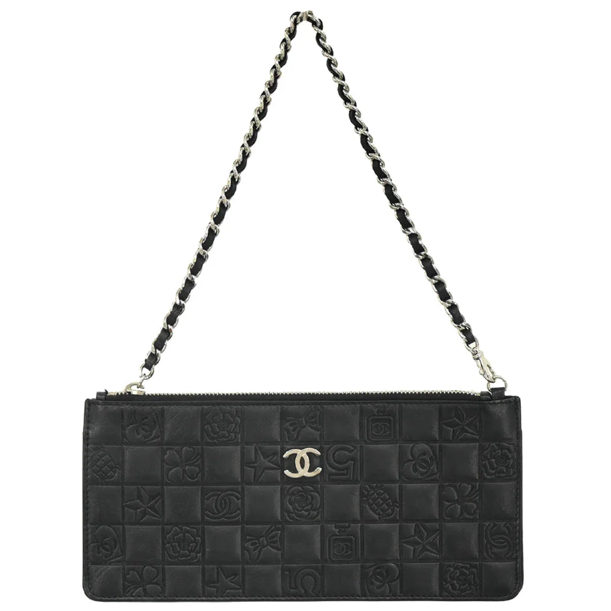 Chanel 2004-2005 Black Lambskin Icon Chain Handbag