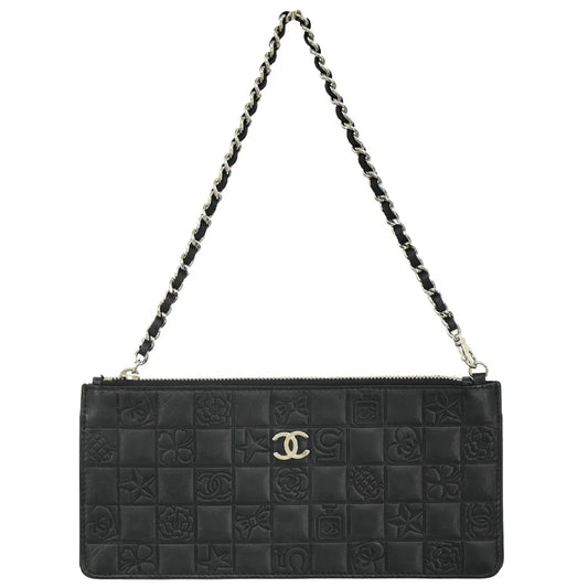 Chanel 2004-2005 Black Lambskin Icon Chain Handbag