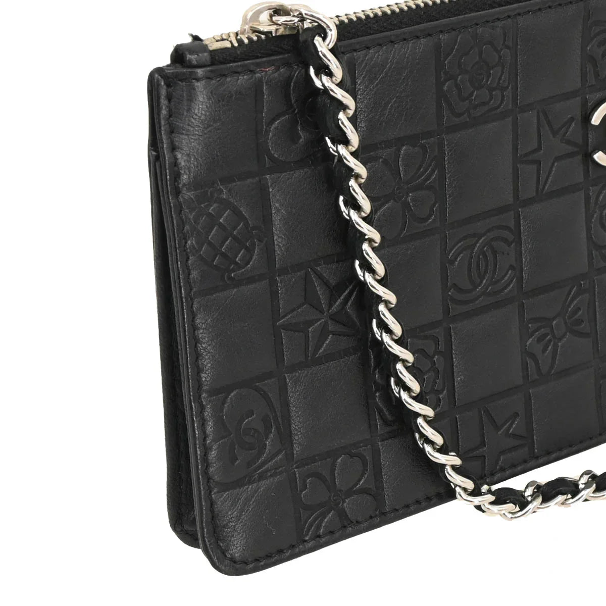 Chanel 2004-2005 Black Lambskin Icon Chain Handbag