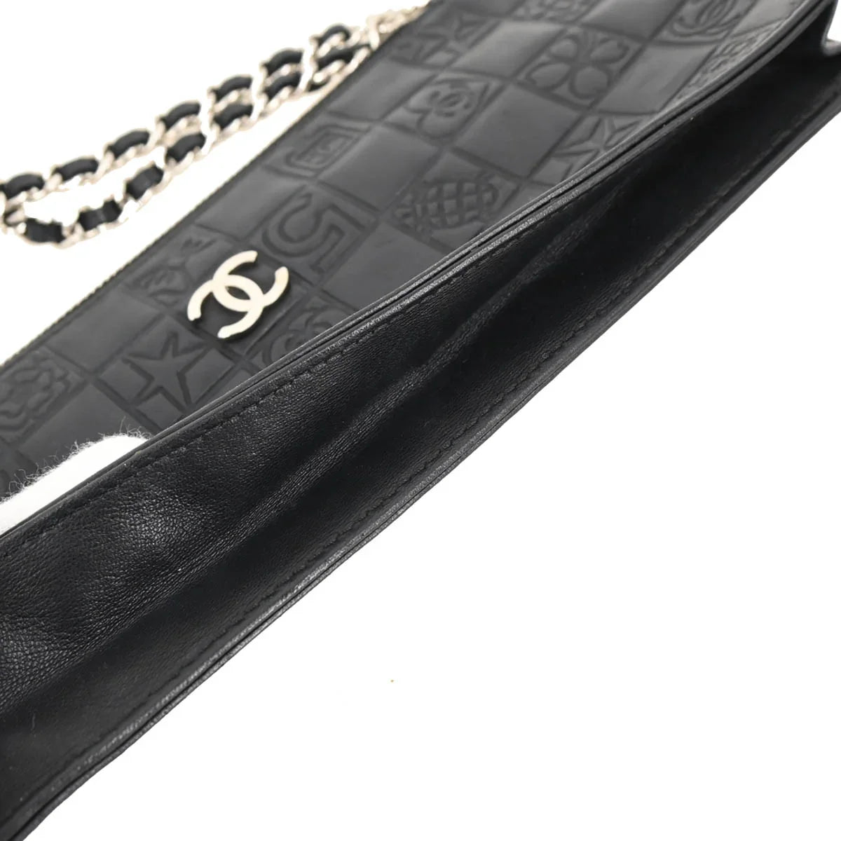 Chanel 2004-2005 Black Lambskin Icon Chain Handbag