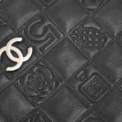 Chanel 2004-2005 Black Lambskin Icon Chain Handbag