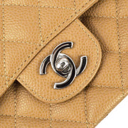 Chanel 2004-2005 Beige Caviar Medium Classic Double Flap Bag SHW