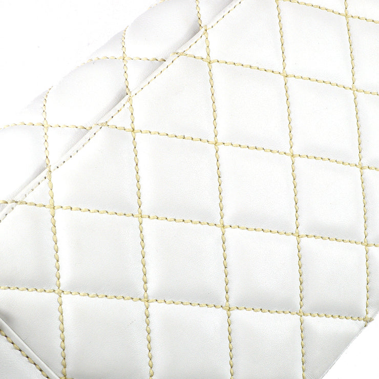 Chanel 2004-2005 White Calfskin Wild Stitch Handbag
