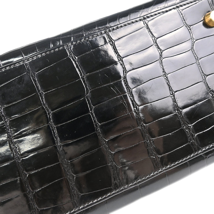 Hermes * 1996 Black Alligator Kelly 32 Sellier Handbag