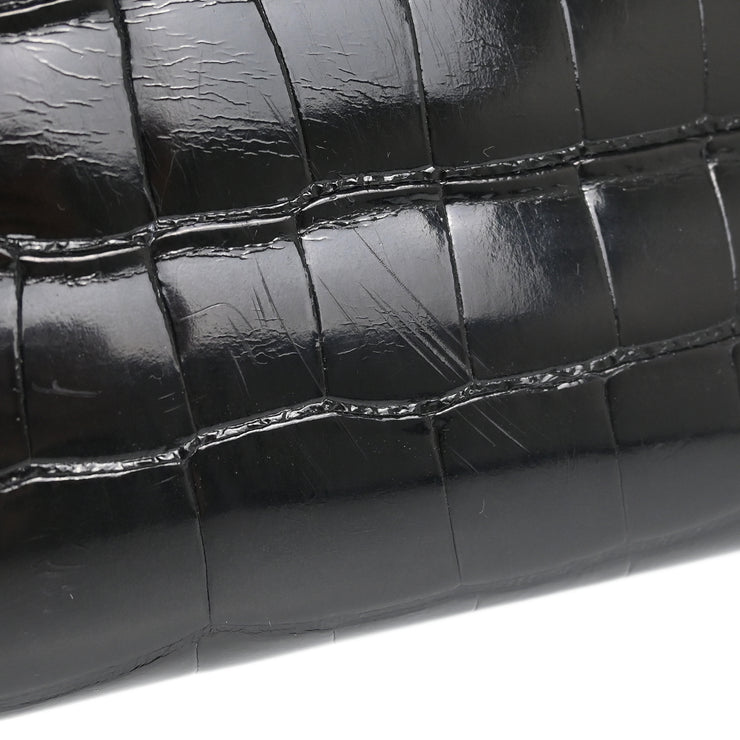 Hermes * 1996 Black Alligator Kelly 32 Sellier Handbag