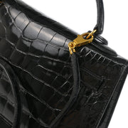 Hermes * 1996 Black Alligator Kelly 32 Sellier Handbag