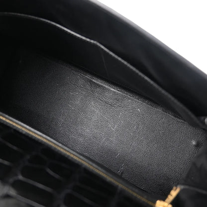 Hermes * 1996 Black Alligator Kelly 32 Sellier Handbag