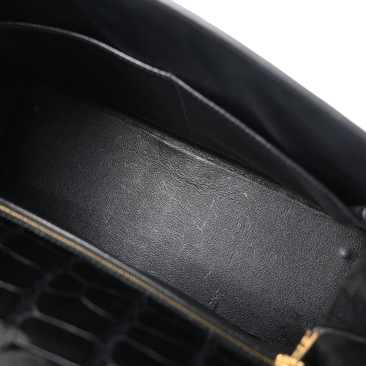 Hermes * 1996 Black Alligator Kelly 32 Sellier Handbag