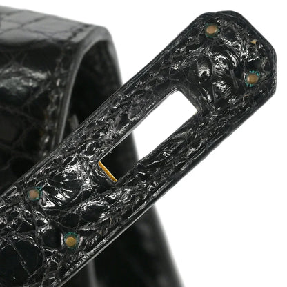 Hermes * 1996 Black Alligator Kelly 32 Sellier Handbag