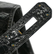 Hermes * 1996 Black Alligator Kelly 32 Sellier Handbag
