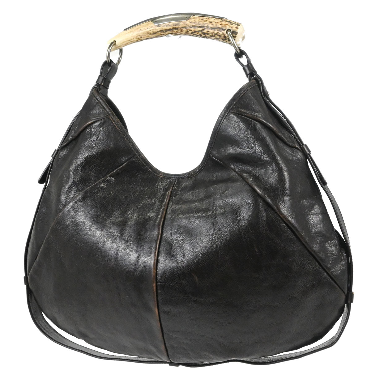 Yves Saint Laurent Dark Brown Leather Large Mombasa Handbag