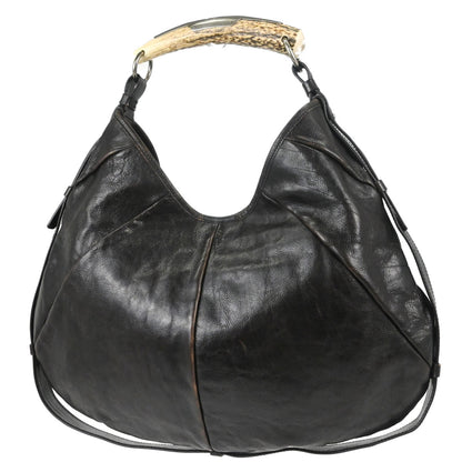 Yves Saint Laurent Dark Brown Leather Large Mombasa Handbag