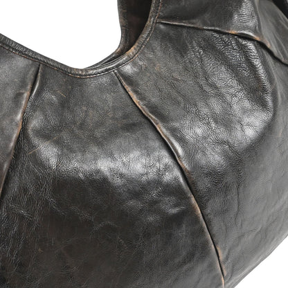 Yves Saint Laurent Dark Brown Leather Large Mombasa Handbag