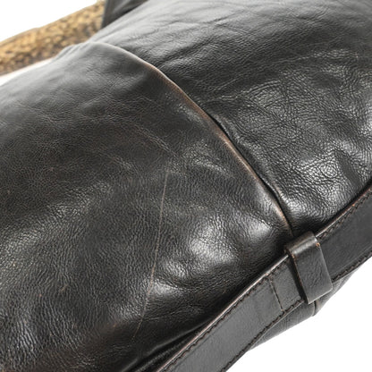 Yves Saint Laurent Dark Brown Leather Large Mombasa Handbag