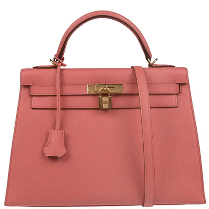 Hermes 2014 Flamingo Epsom Kelly 32 Sellier 2way Shoulder Handbag