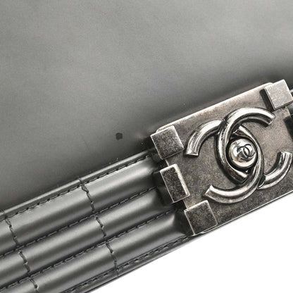 Boy Chanel 2012 Gray Patent Leather Medium Shoulder Bag