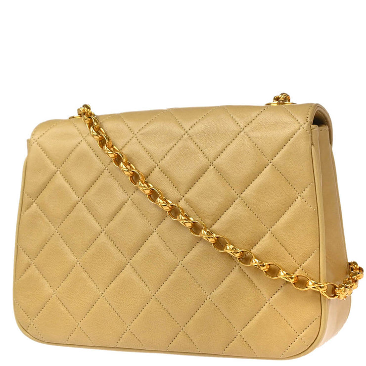 Chanel 1991-1994 Beige Lambskin Shoulder Bag