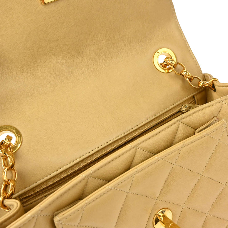 Chanel 1991-1994 Beige Lambskin Shoulder Bag