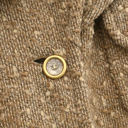 Chanel 2001 Single Breasted Coat Beige #38