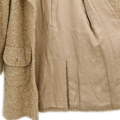 Chanel 2001 Single Breasted Coat Beige #38