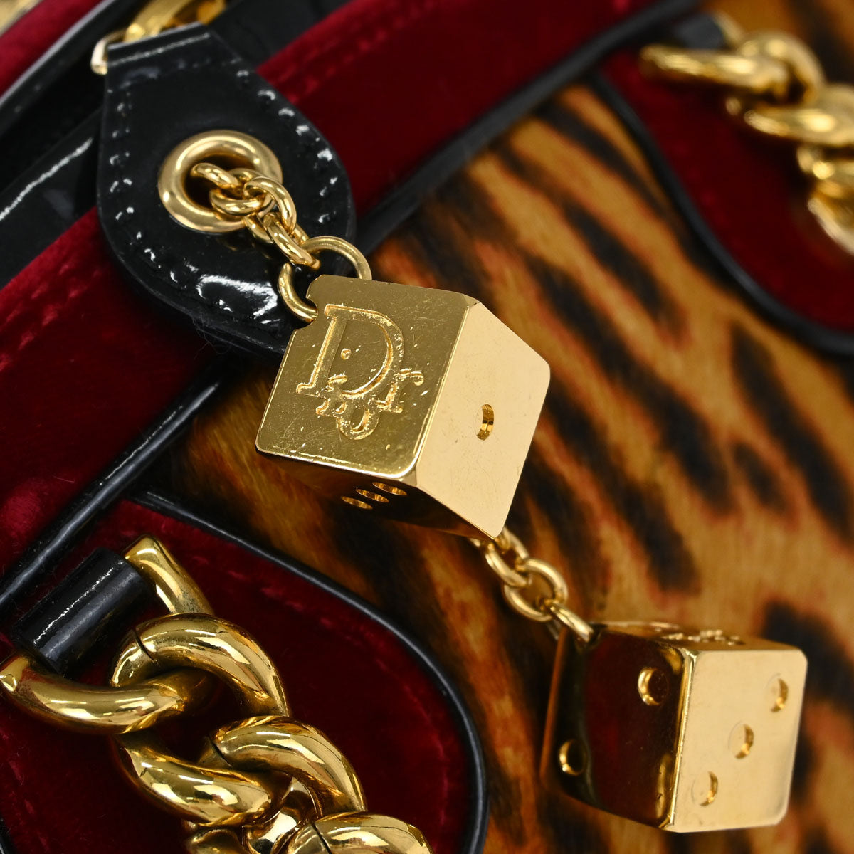 Christian Dior Brown Pony Hair Gambler Dice Handbag