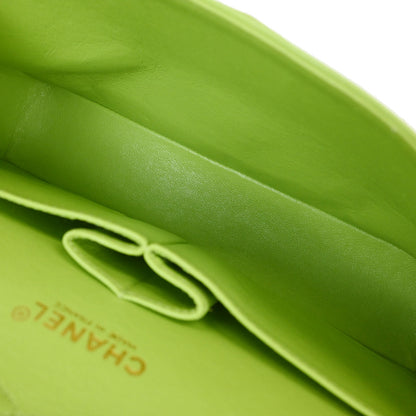 Chanel 2002-2003 Light Green Lambskin Medium Classic Double Flap Shoulder Bag
