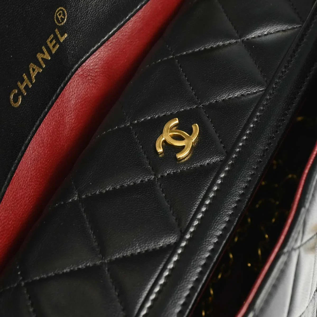 Chanel 1989-1991 Black Lambskin Shoulder Bag