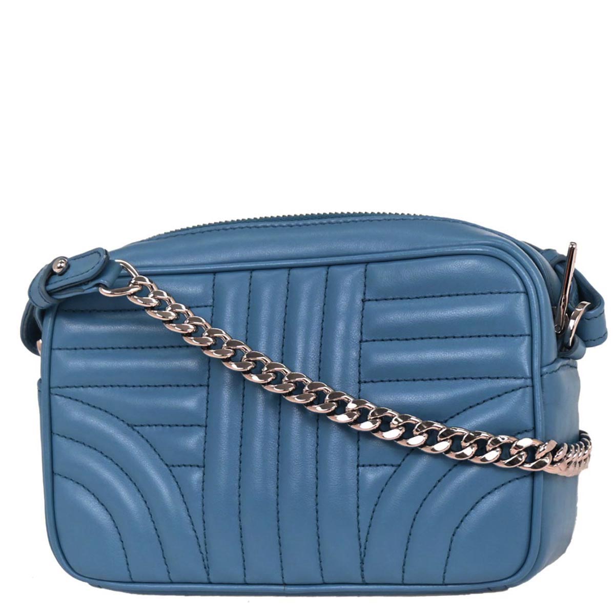 Prada Blue Leather Diagramme Chain Shoulder Bag