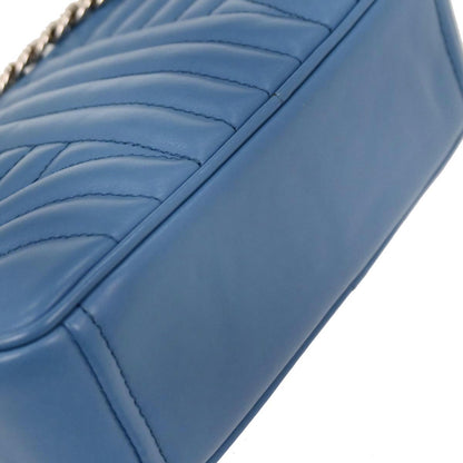 Prada Blue Leather Diagramme Chain Shoulder Bag