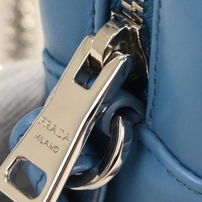 Prada Blue Leather Diagramme Chain Shoulder Bag