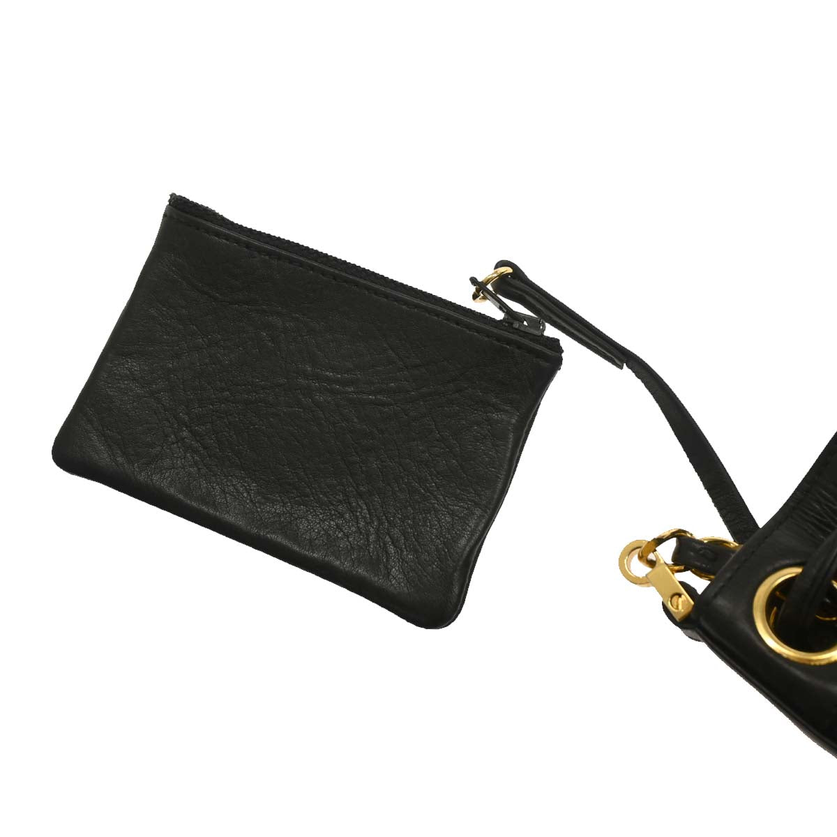 Chanel 1986-1988 Black Lambskin Bicolore Bucket Shoulder Bag