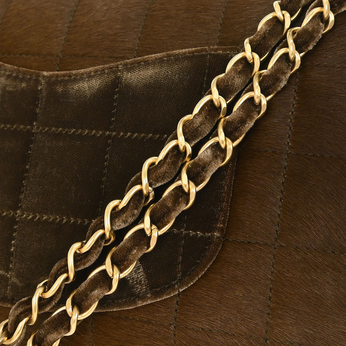 Chanel * 2000-2002 Brown Pony Hair Choco Bar Single Flap Shoulder Bag