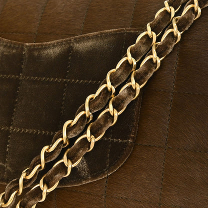 Chanel * 2000-2002 Brown Pony Hair Choco Bar Single Flap Shoulder Bag