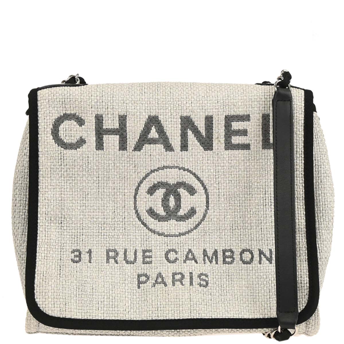 Chanel 2015-2016 Gray Nylon Canvas Deauville Shoulder Bag