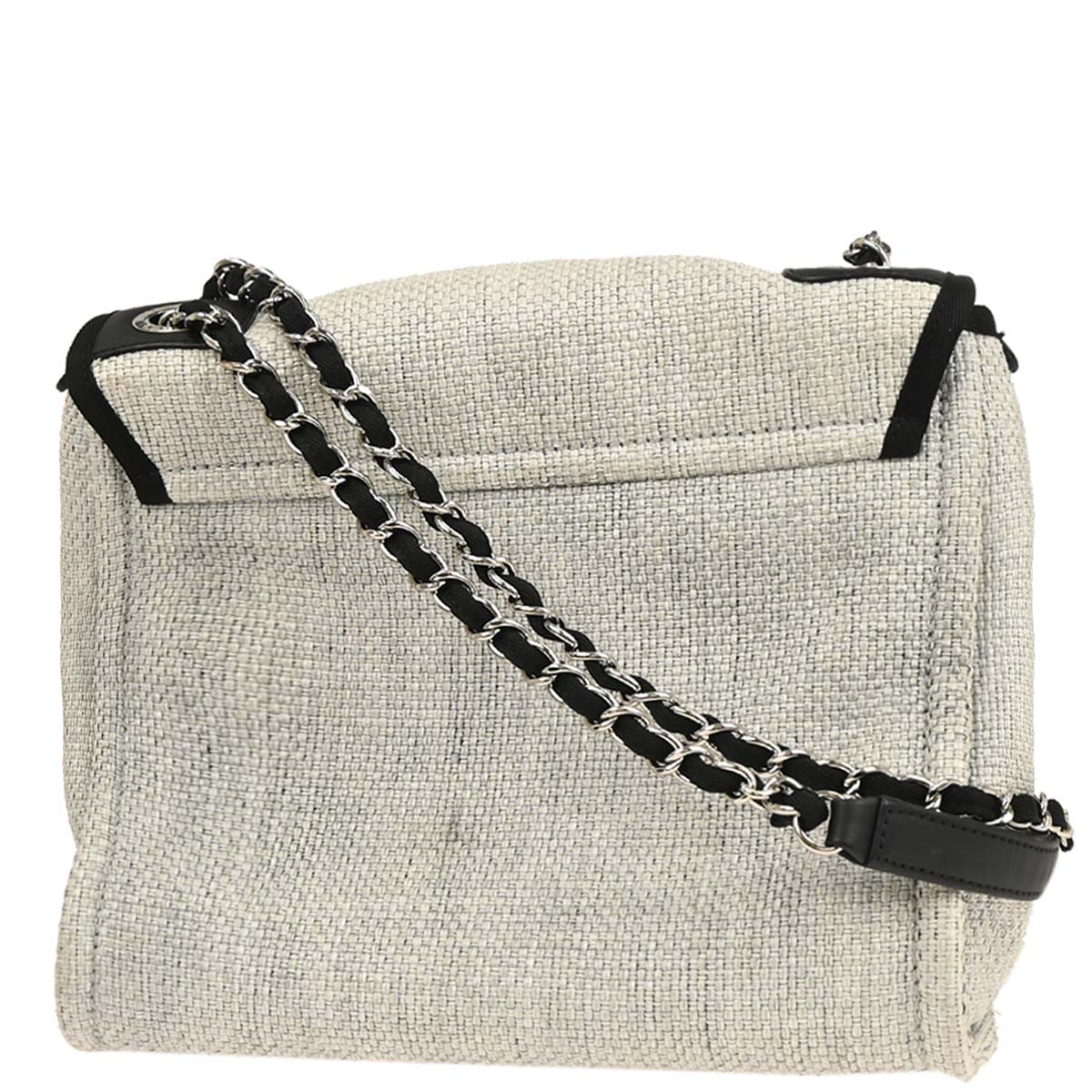 Chanel 2015-2016 Gray Nylon Canvas Deauville Shoulder Bag