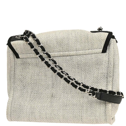 Chanel 2015-2016 Gray Nylon Canvas Deauville Shoulder Bag