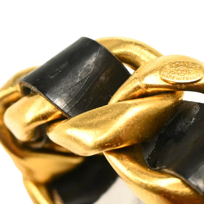Chanel Gold Black Chain Belt Rhinestone 95P Small Good