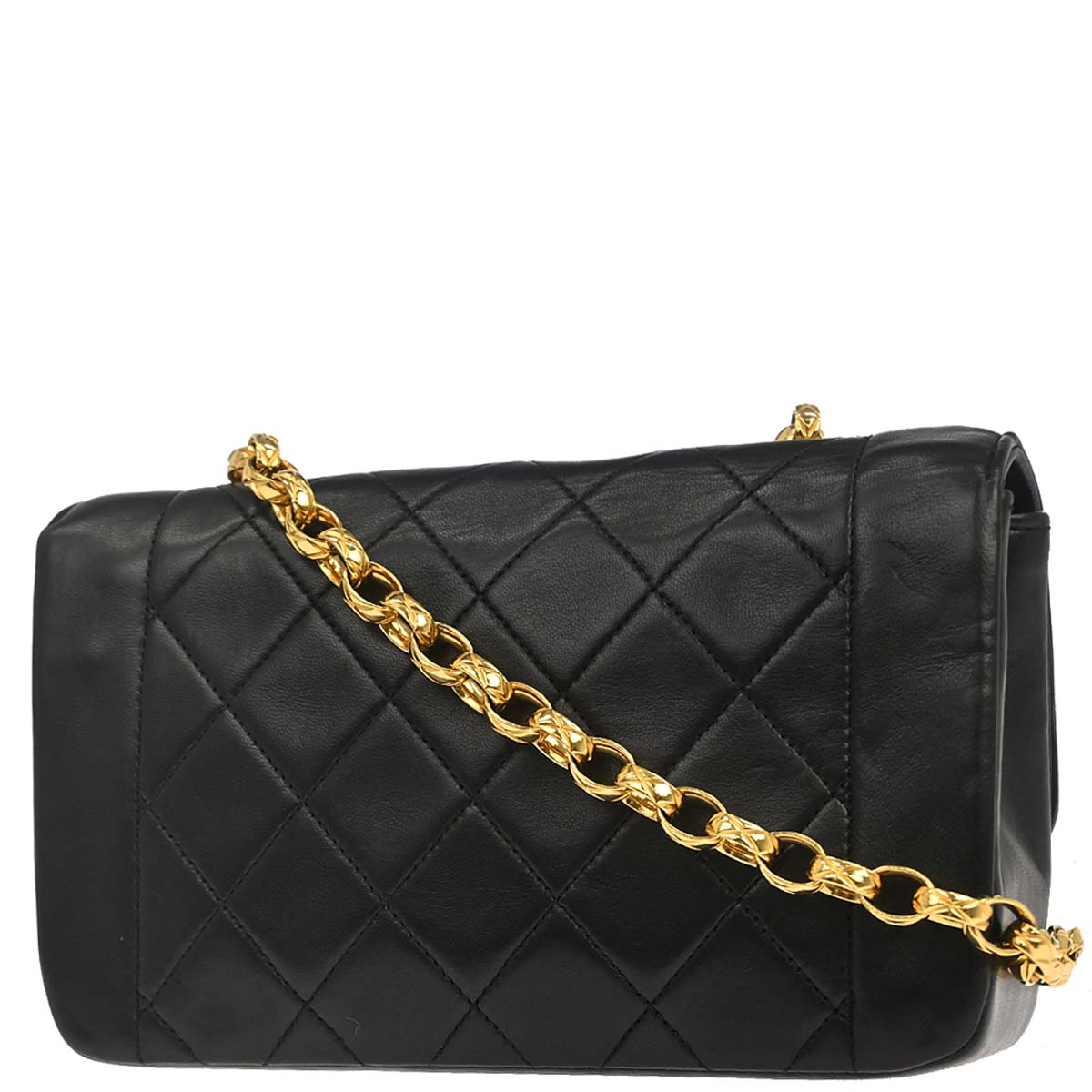 Chanel 1989-1991 Black Lambskin Single Flap Shoulder Bag
