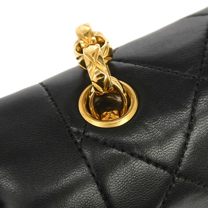 Chanel 1989-1991 Black Lambskin Single Flap Shoulder Bag