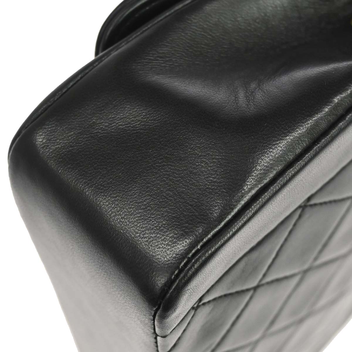 Chanel 1989-1991 Black Lambskin Single Flap Shoulder Bag