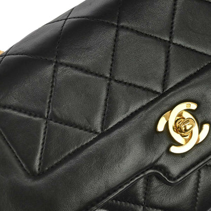 Chanel 1989-1991 Black Lambskin Single Flap Shoulder Bag