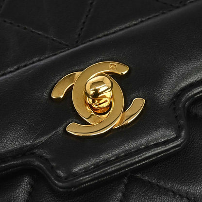 Chanel 1989-1991 Black Lambskin Single Flap Shoulder Bag