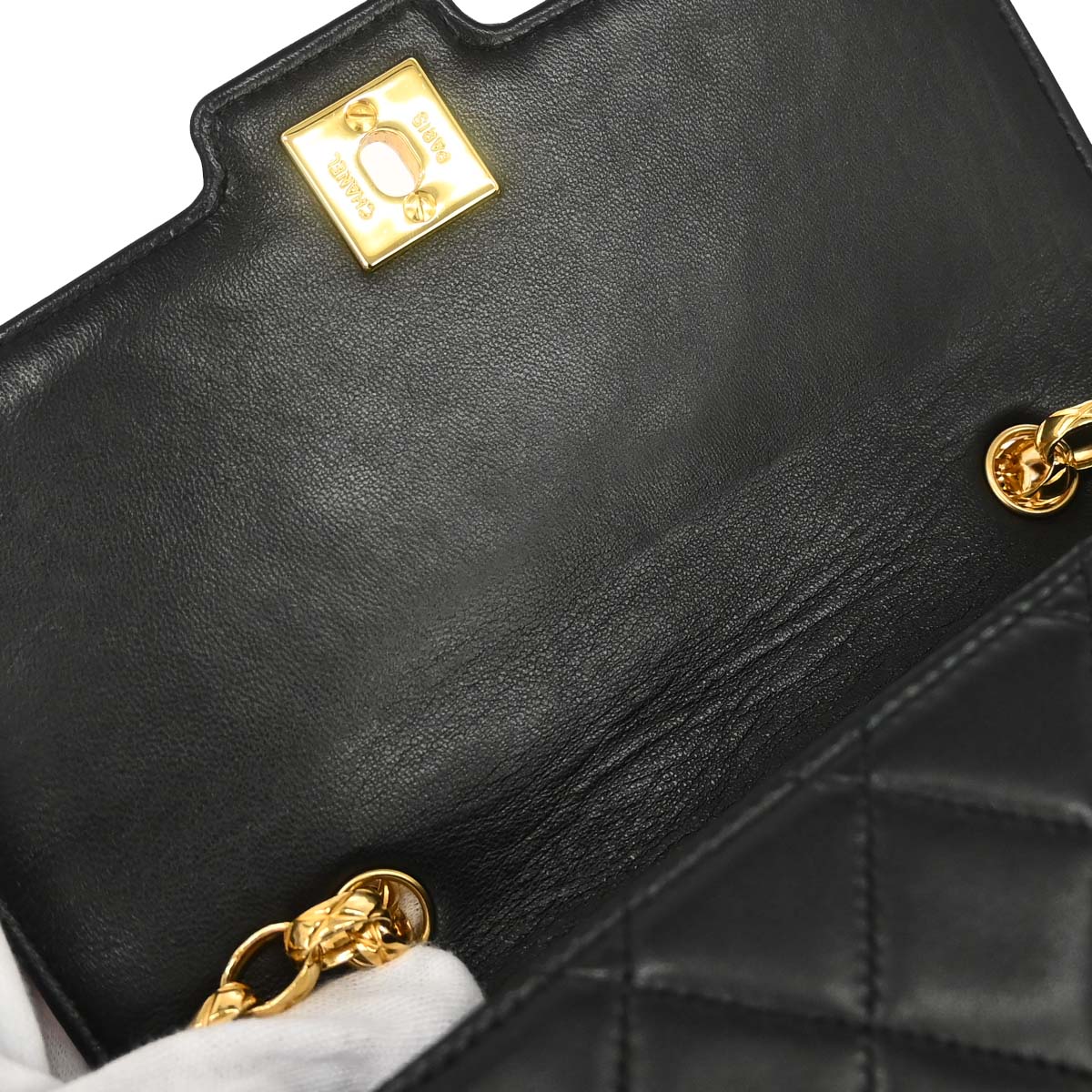 Chanel 1989-1991 Black Lambskin Single Flap Shoulder Bag
