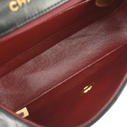 Chanel 1989-1991 Black Lambskin Single Flap Shoulder Bag