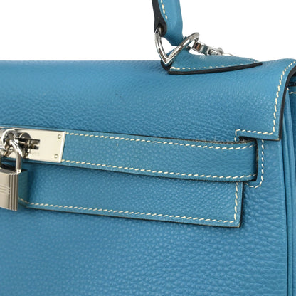 Hermes Blue Jean Togo Kelly 32 Retourne 2way Shoulder Handbag