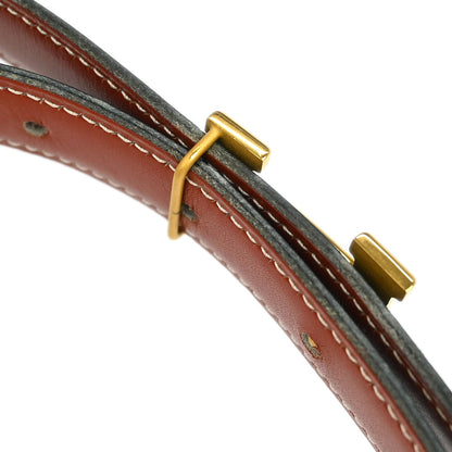 Hermes 1997 Navy Box Calf Constance Reversible Belt #80 Small Good