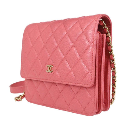 Chanel 2018 Pink Caviar Skin WOC Wallet on Chain Shoulder Bag