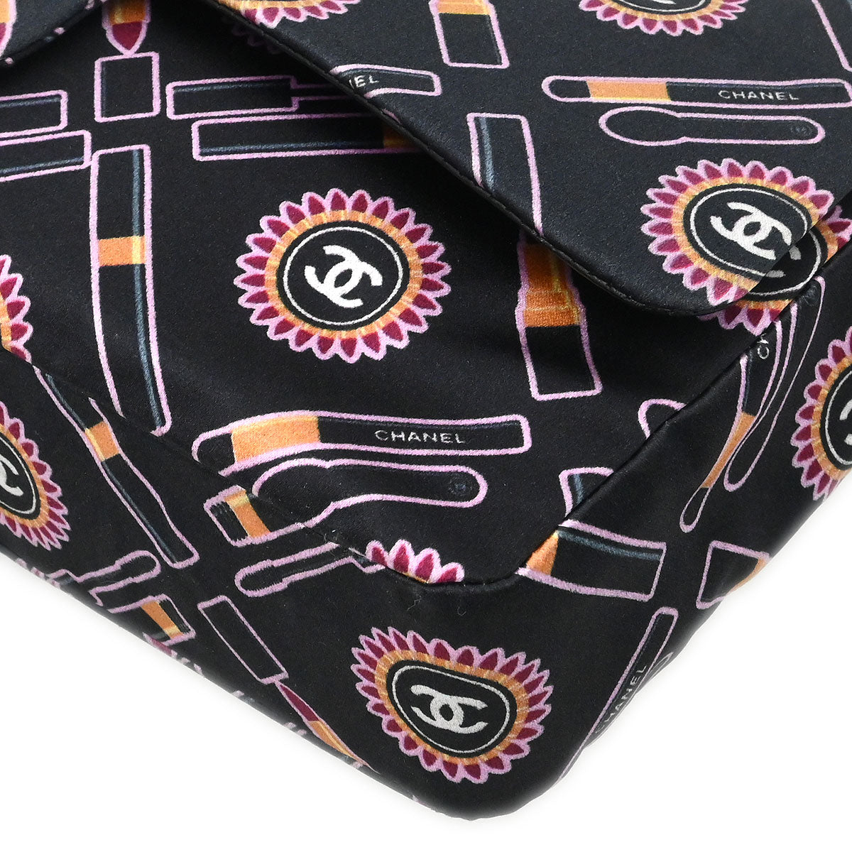 Chanel 2005-2006 Black Satin Classic Single Flap Shoulder Bag