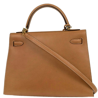 Hermes 2003 Gold Ardennes Kelly 32 Sellier 2way Shoulder Handbag
