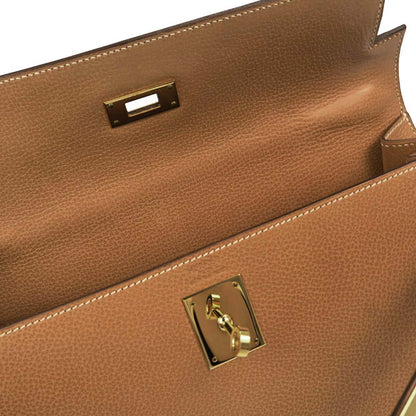 Hermes 2003 Gold Ardennes Kelly 32 Sellier 2way Shoulder Handbag